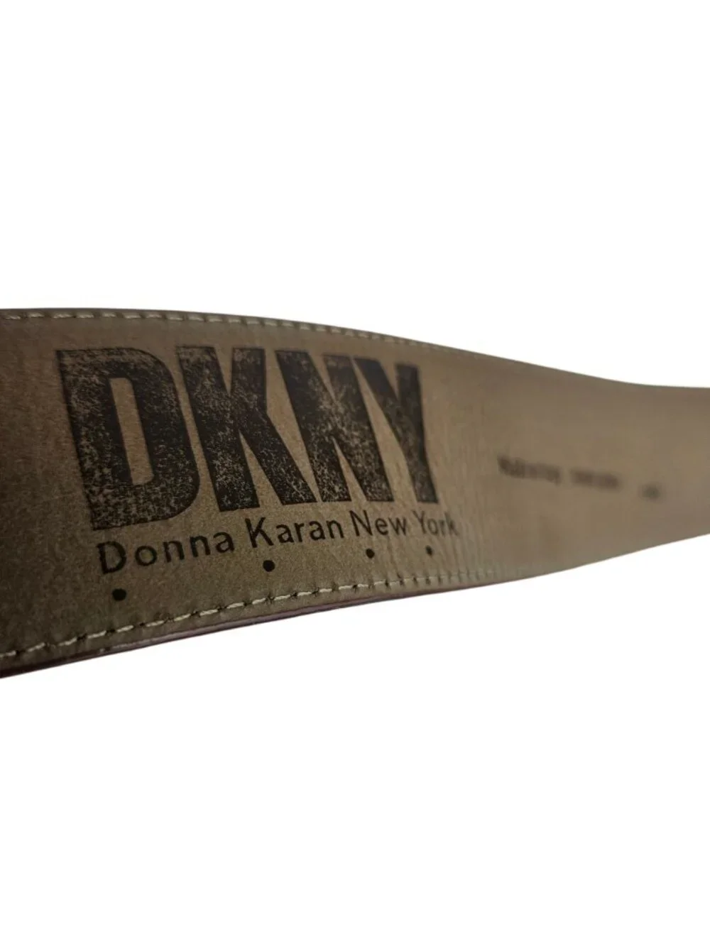 DKNY Donna Karan Wide Brown Leather Belt Brass Buckle Italy Sz L 31-36